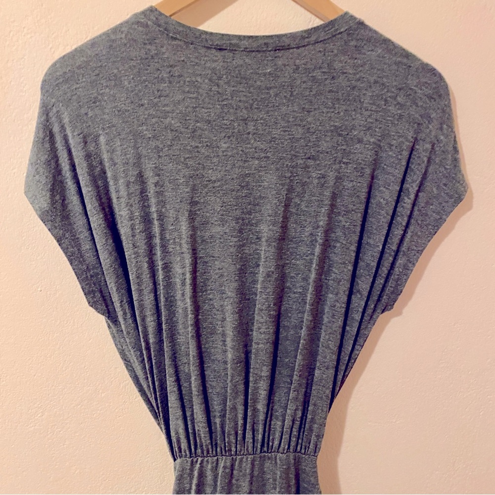 Frame Shirred Muscle Gray Faux Wrap Dress in dark heathered Gray Size Small - Picture 7 of 7